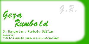 geza rumbold business card